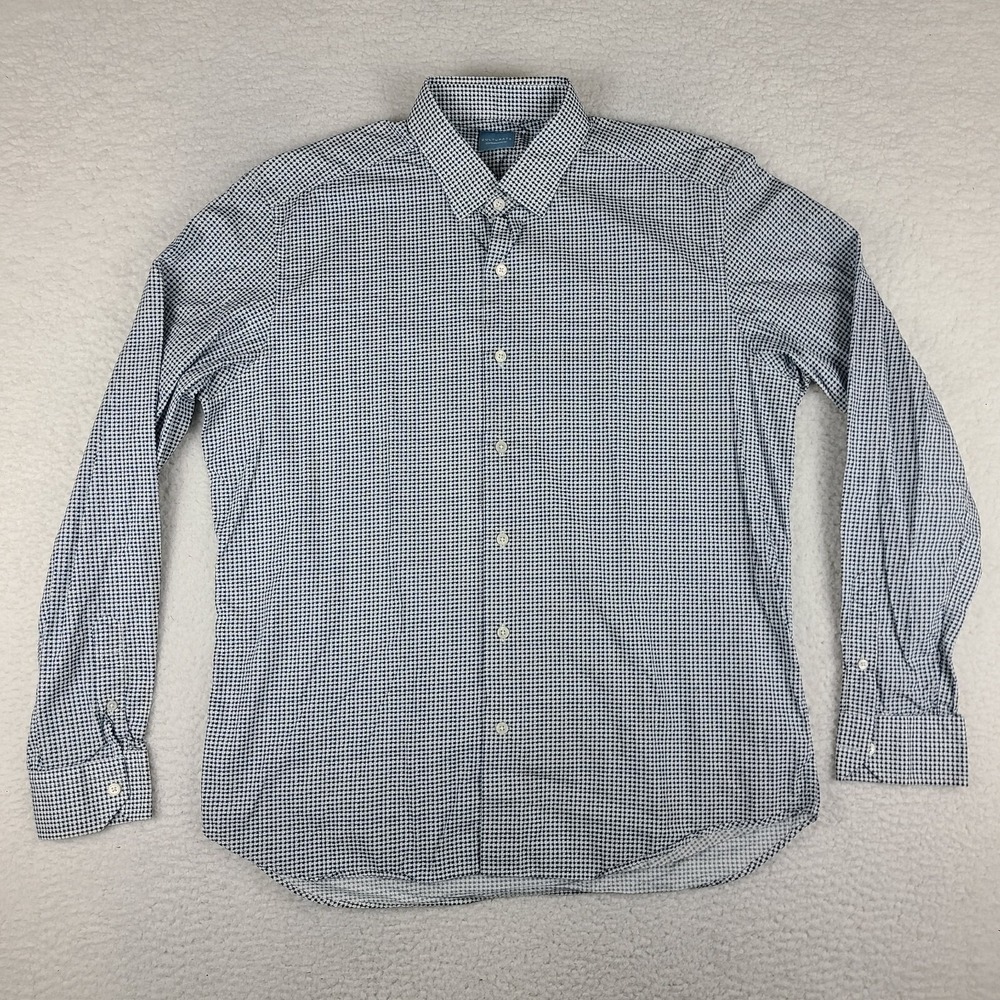 Culturata Shirt Mens XL Blue White Geometric Contemporary‎ Fit Dress Button Up